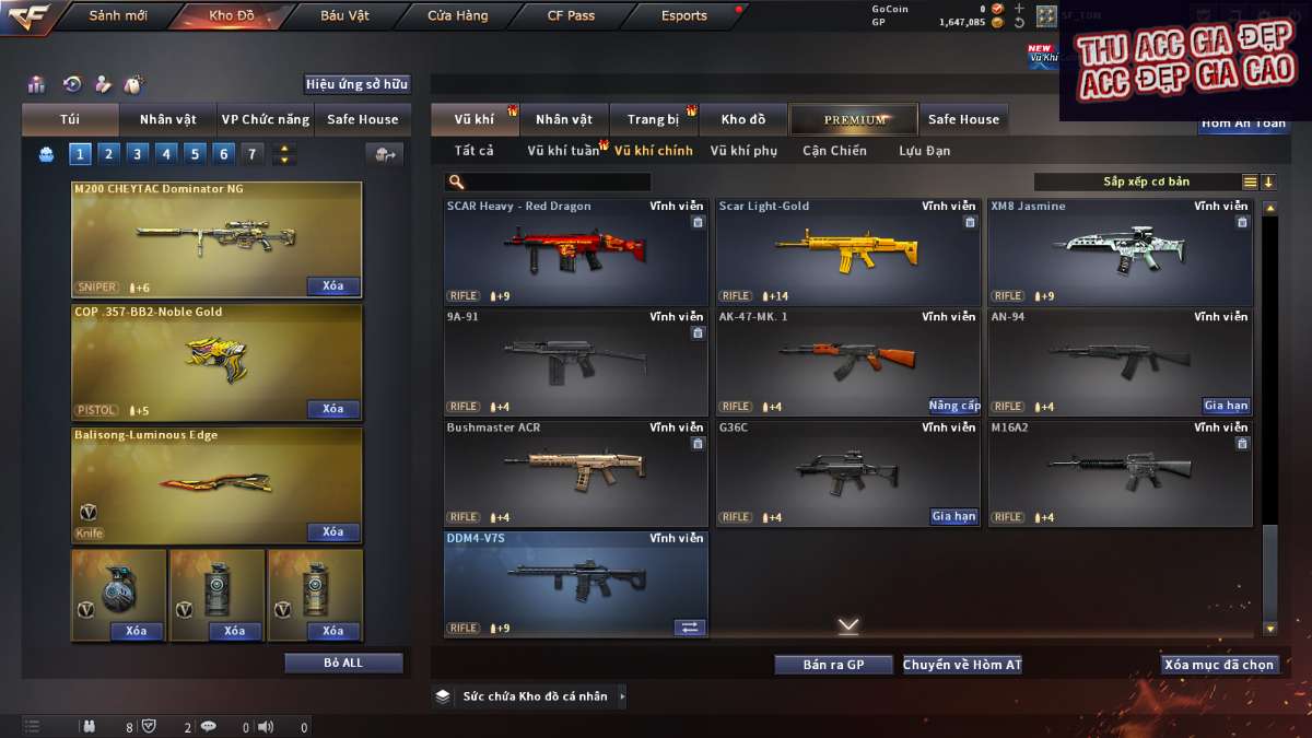 shop acc cf uy tin gia re